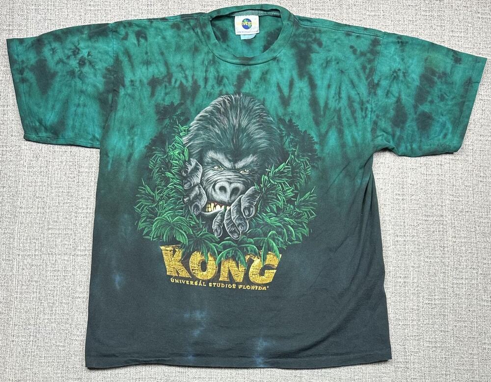 Vintage Universal Studios Kong Shirt Mens Large Ride Promo Tie Dye Made USA 90s